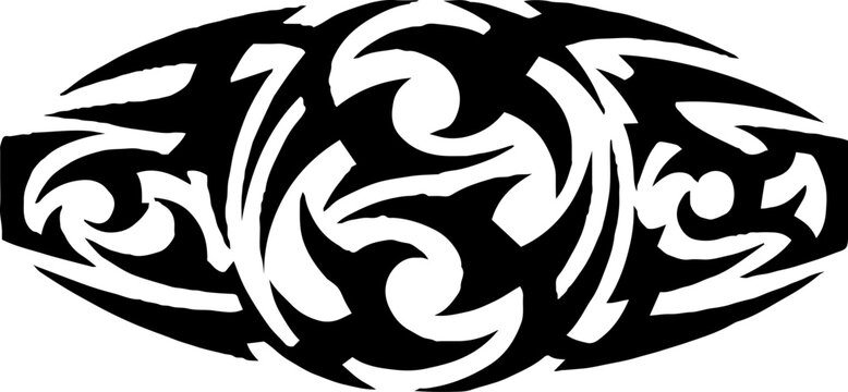 Horizontal tribal band with intricate abstract shapes