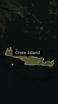 Animated map 3 dimensional of Crete, most populous and largest island in Greece in short video