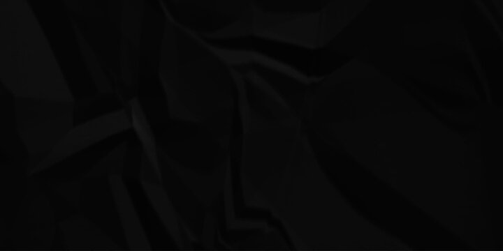 black paper wrinkled texture for background space. Rough black paper. Paper texture, recycled creased paper background.