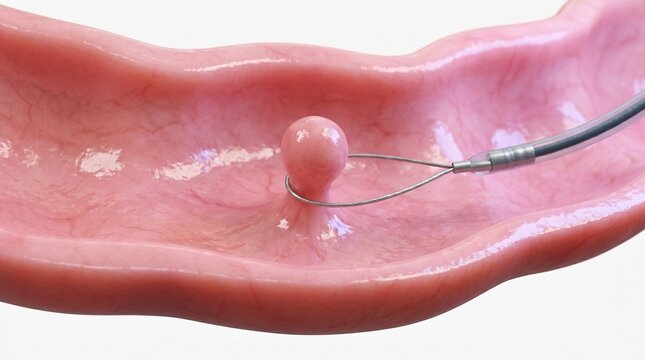 3D Macroscopic View of Colon Polyp Removal with Endoscopic Snare