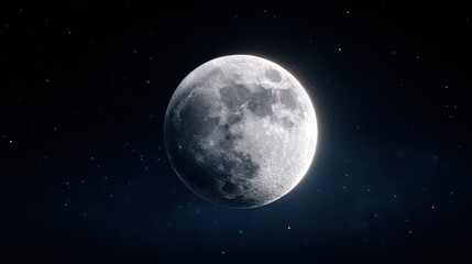 Naklejka premium Detailed moon surface with craters against starry night sky