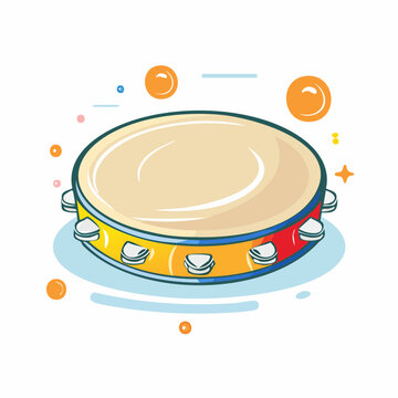 Cartoon Tambourine with Jingle Bells