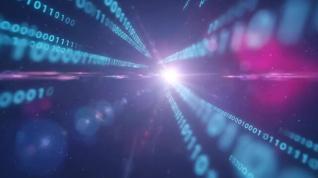 Digital technology binary data network cyberspace code abstract. Quantum computing network security, physics next generation cyberspace, processor computer, algorithm, infrastructure, datum, AI
