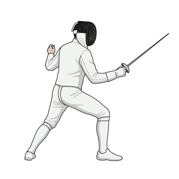 Skilled Fencer En Garde Pose