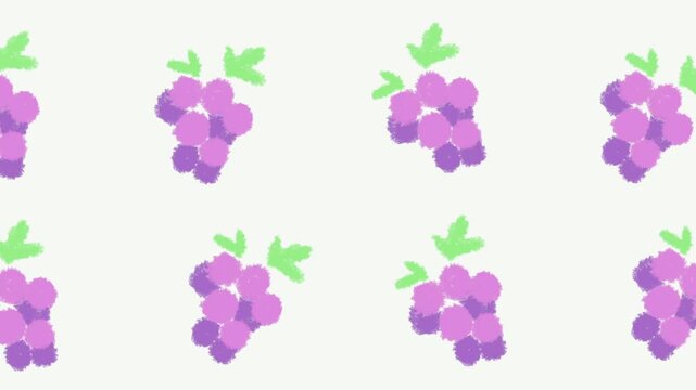 Fresh Purple Bunches of Grapes Seamless Loop Animation Cute Hand Drawn Pencil Sketch Background