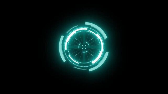 Advanced Cybernetic Vision and Surveillance Display, Electric Blue HUD Crosshair, Spacecraft Targeting System Element