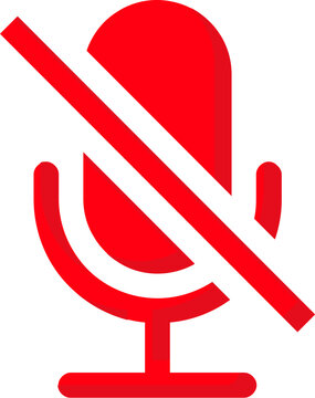 Minimalist blue mic mute icon with slash for silent audio recording
