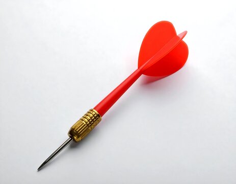 Single Red Dart with Brass Barrel on Soft Light Background for Game, Precision and Target Concept Illustration