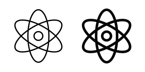 atom sign in solid and flat style, Stroke icons. © basit