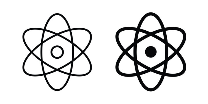 Atom icon in solid and flat style, Stroke icons.