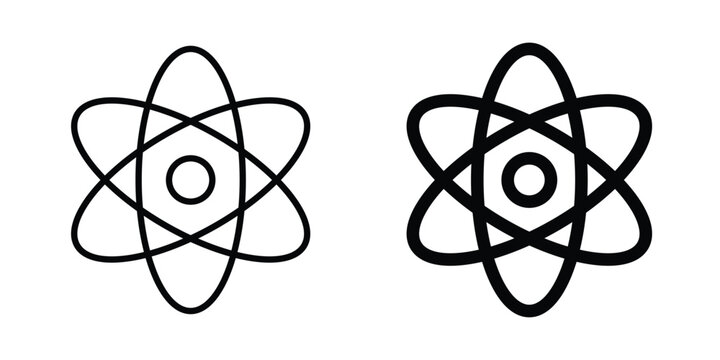 atom sign in solid and flat style, Stroke icons.