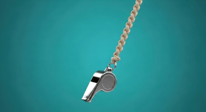 Whistle on a rope against a teal background