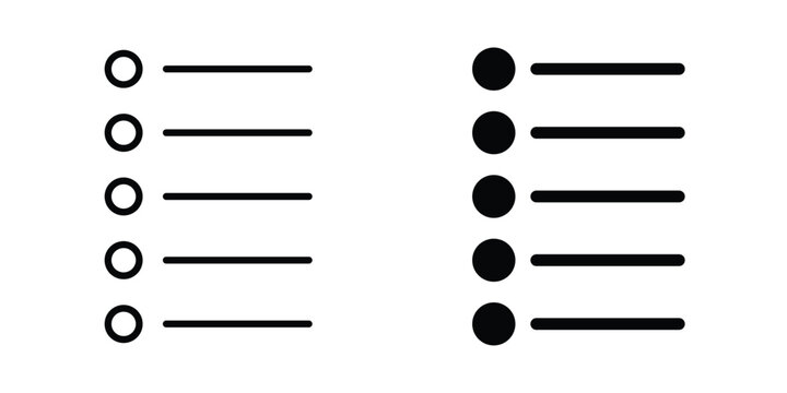 Bulleted list icon in solid and flat style, Stroke icons.