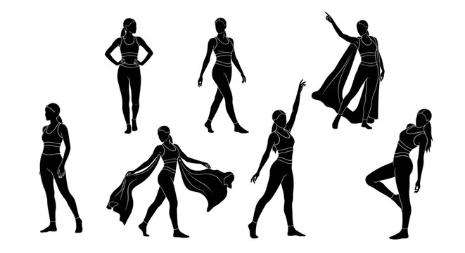 Belly Dancer Silhouette Collection Set in Diverse Poses