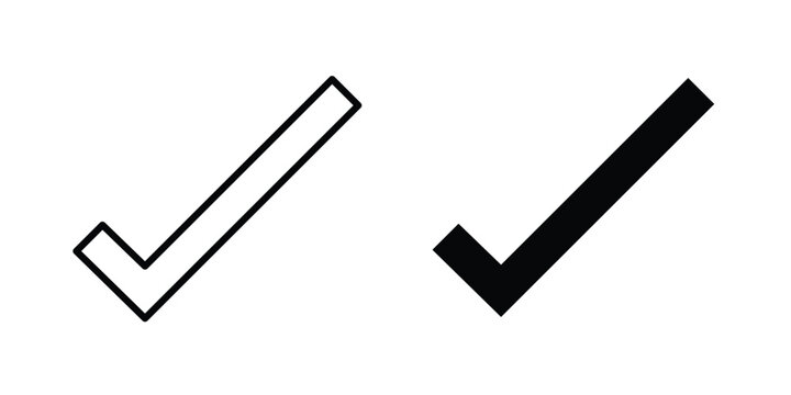 Checkmark icon in solid and flat style, Stroke icons.