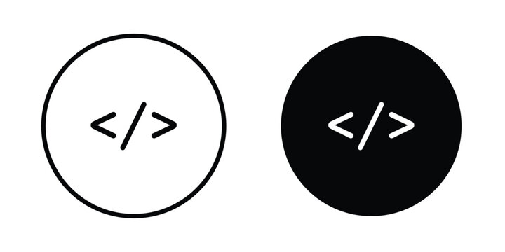 Code icon in solid and flat style, Stroke icons.