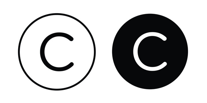 Copyright icon in solid and flat style, Stroke icons.