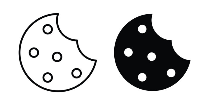 Cookie icon in solid and flat style, Stroke icons.