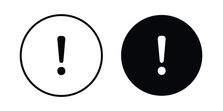 Exclamation button icon in solid and flat style, Stroke icons.