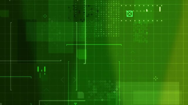 4K UHD futuristic HUD overlay animation with minimal interface elements, dots, and geometric frames. Clean sci-fi UI for live streaming