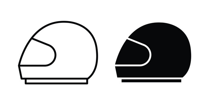 Motorbike helmet icon in solid and flat style, Stroke icons.