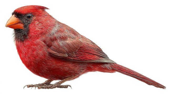  Cardinal bird isolated on a white background.