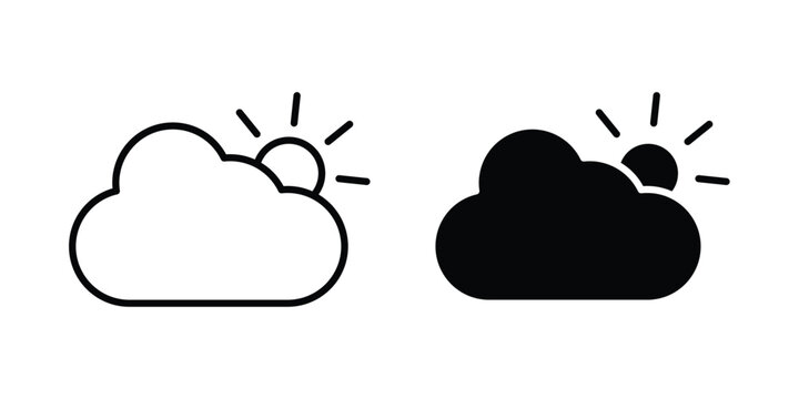 Partially cloudy icon in solid and flat style, Stroke icons.