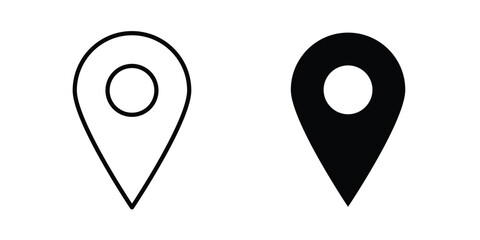 Pin icon in solid and flat style, Stroke icons. © basit