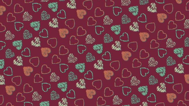 Textured Heart Pattern Seamless Background Valentine Love Romance Abstract Design Burgundy Teal