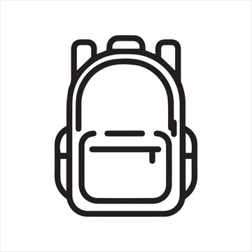 School Backpack Front View on white background or silhouette vector 