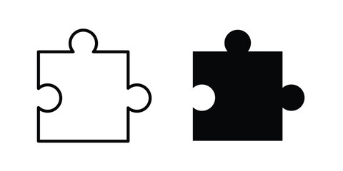 Puzzle piece icon in solid and flat style, Stroke icons.