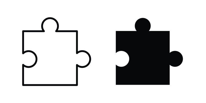 Puzzle piece icon in solid and flat style, Stroke icons.