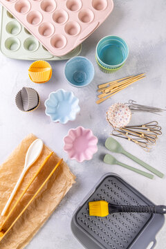 Assorted kitchen utensils for air fryer or oven baking