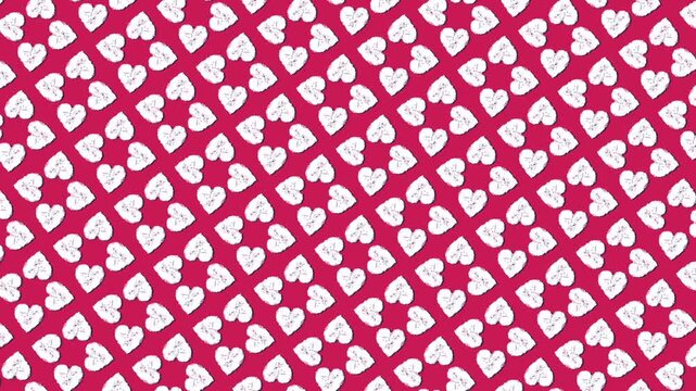 Textured White Hearts Pattern on Vibrant Pink Background Romantic Love Symbol Seamless Repeat