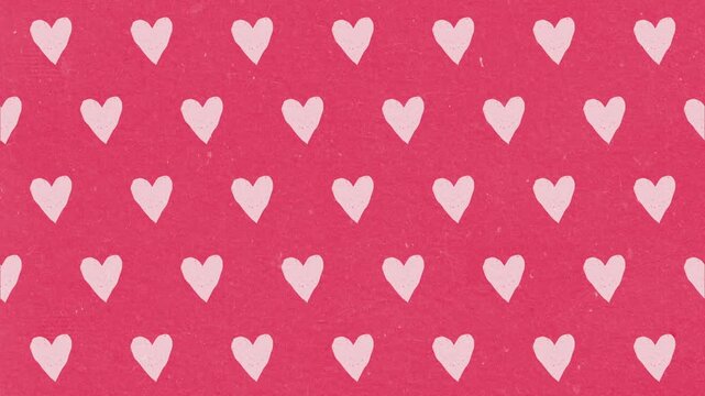 Valentine's day illustration with repeating white hearts over red textured surface
