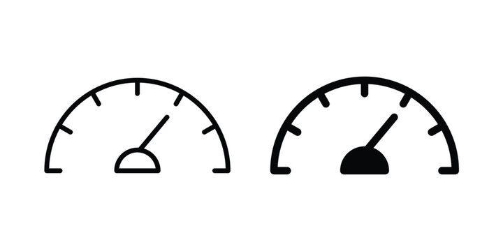 Speedometer icon in solid and flat style, Stroke icons.