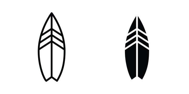 Surf board icon in solid and flat style, Stroke icons.