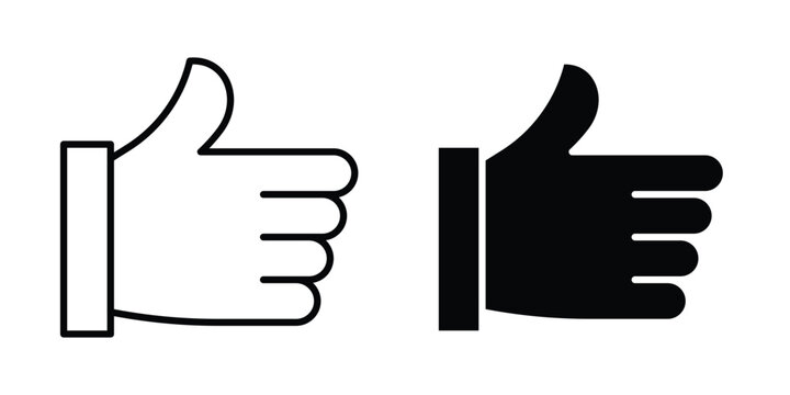 Thumb icon in solid and flat style, Stroke icons.
