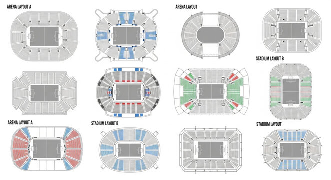 Collection of Stadium Seating Chart Diagrams and Layouts.