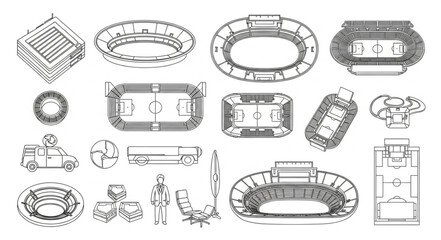 Collection of Stadium and Arena Architectural Drawings. © Januk