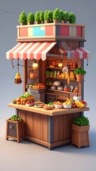 Obraz premium Vibrant street food market stall display.