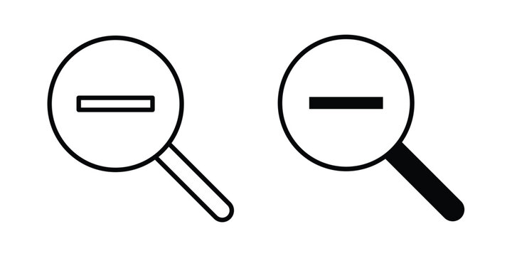 Zoom out icon in solid and flat style, Stroke icons.