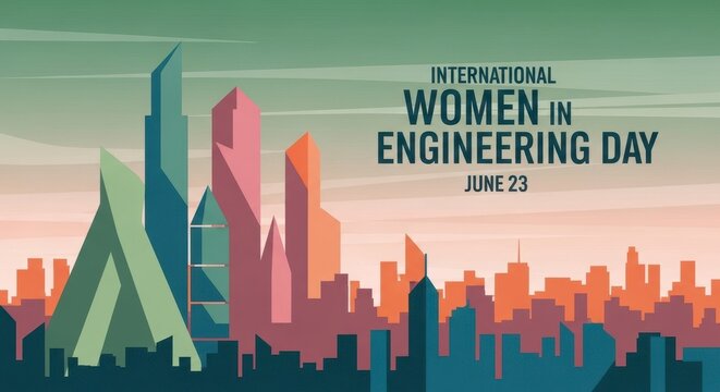 International women in engineering day city skyline illustration june 23