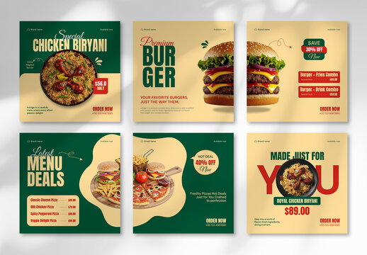 Restaurant Food Offer Social Media Carousel Post Layout