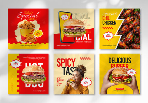 Fast Food Social Media Post Set