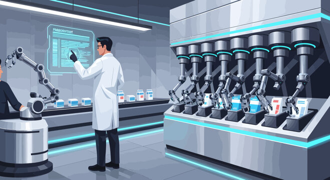 Robotics in pharmaceutical manufacturing facility