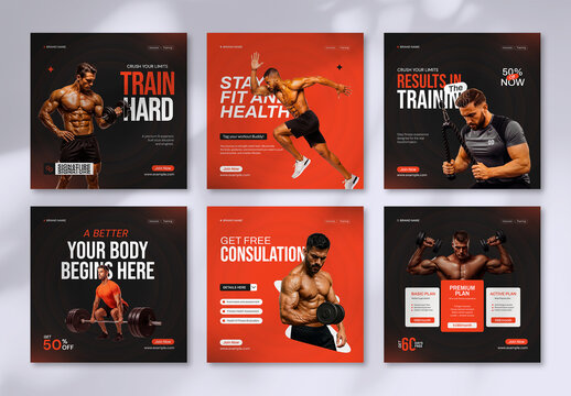 Gym Social Media Promo Kit Post Design