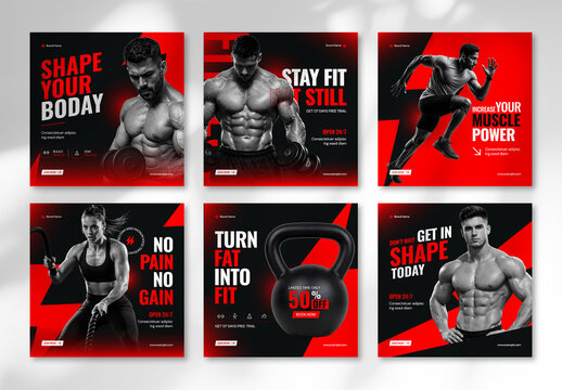 Modern Gym Fitness Social Media Post Layout