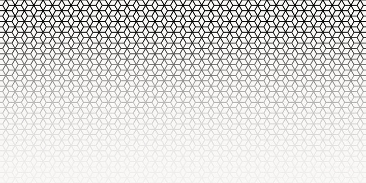 Abstract sacred geometry black and white grid halftone cubes pattern