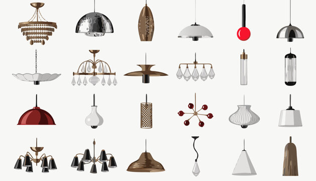 set of lamps on white background